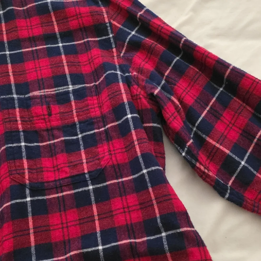 J. Crew Red and Navy Plaid Flannel Shirt